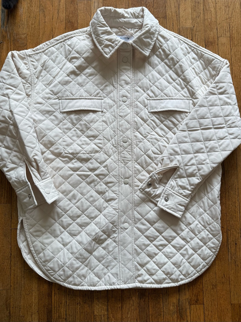 Old Navy Cream Quilted Button-Up Jacket
